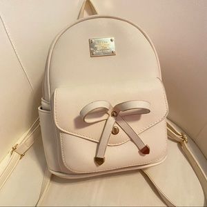 Mini Vegan Leather White Backpack